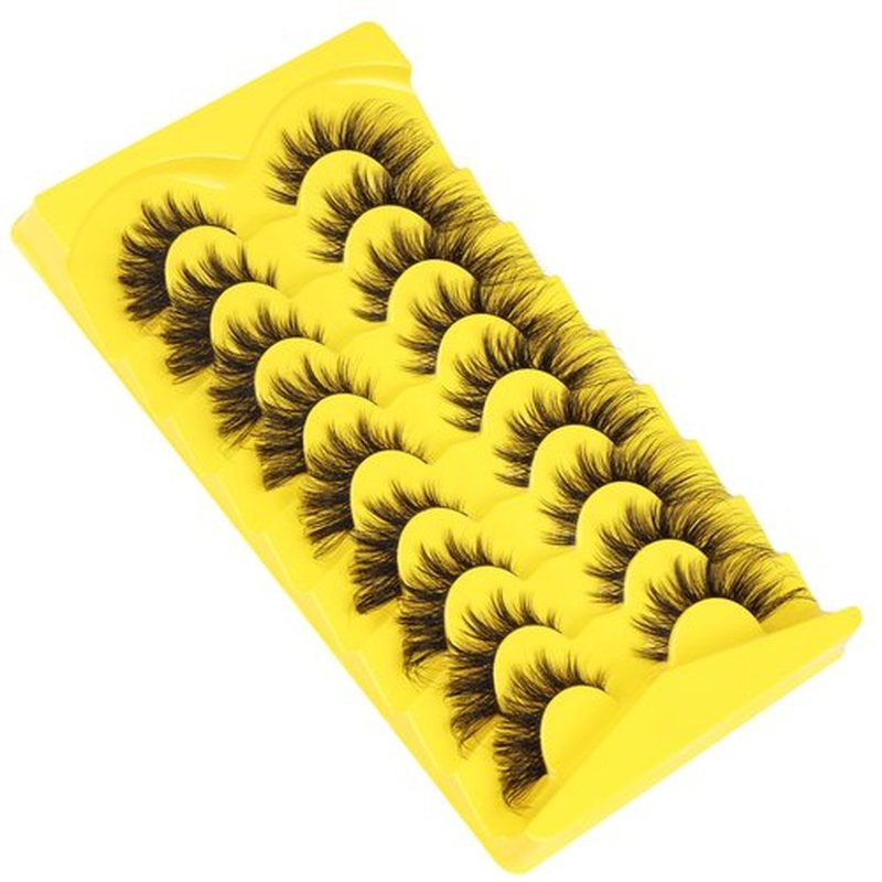ALICROWN Lashes Cat Eye False Eyelashes Wispy Strip Fake Eyelashes Fox Eye Lashes Mink Fluffy Eyelashes with Clear Band 9 Pairs Long False Lashes