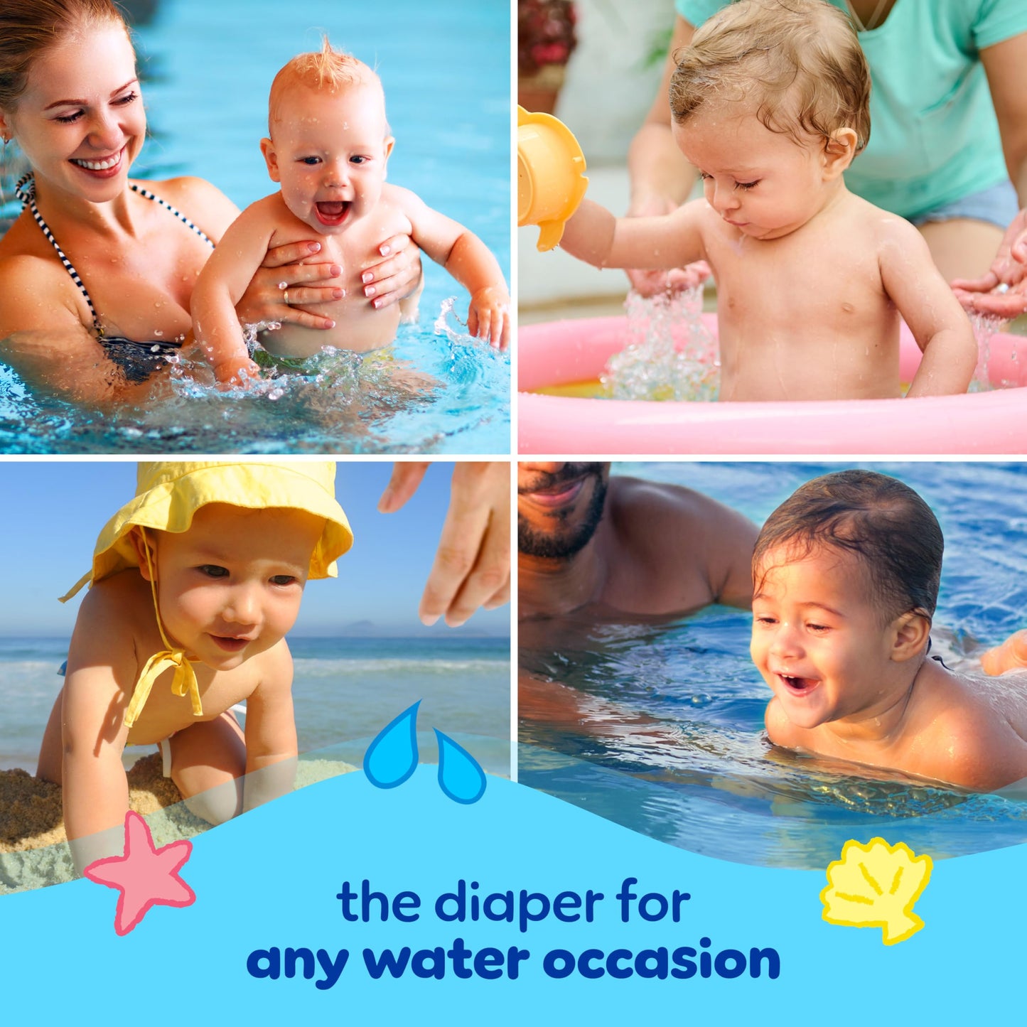 Pampers Splashers Swim Diapers, Size 6+, 15 Count, Disposable Swim Diapers, Contains Mess, No Swell