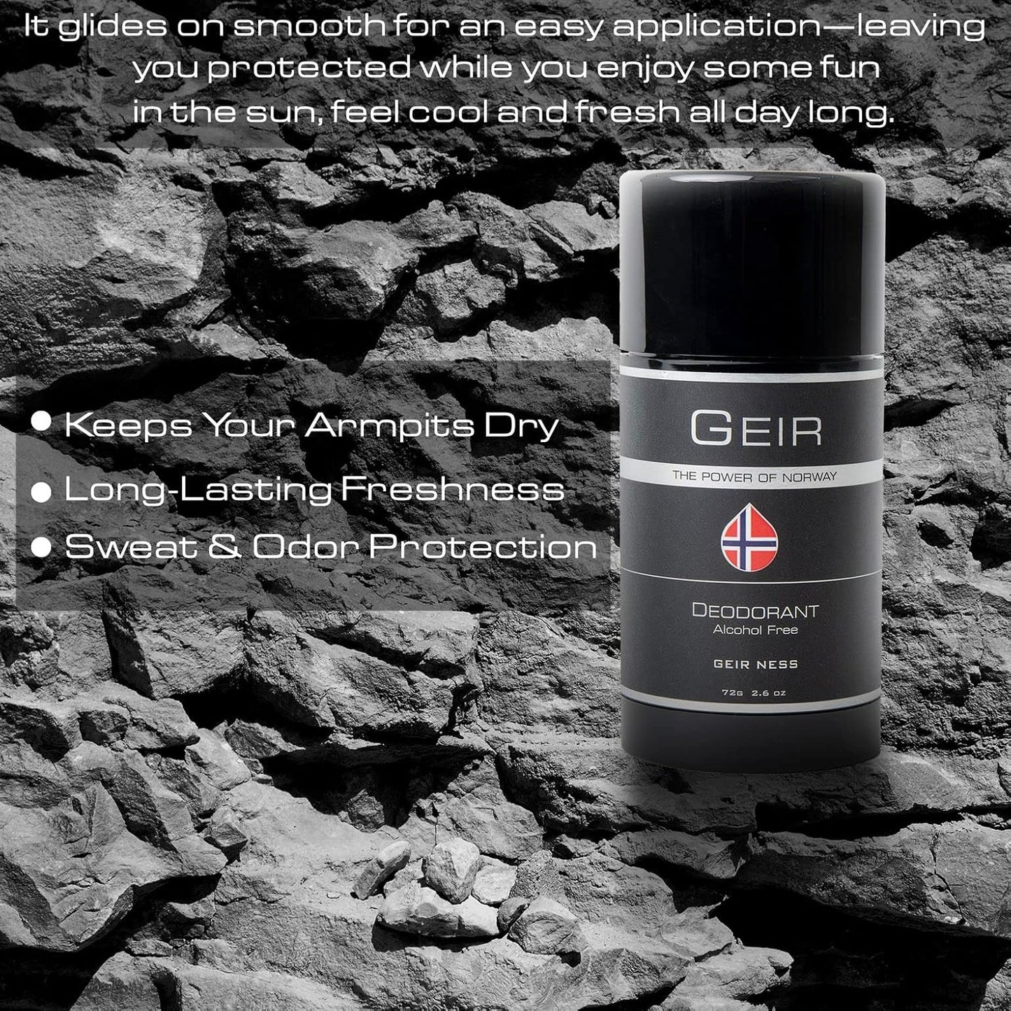 Geir Ness Men Deodorant - Alcohol and Aluminum Free Deodorant - Odor Protection for Sensitive Skin - Light and Long Lasting Cool and Clean Scent