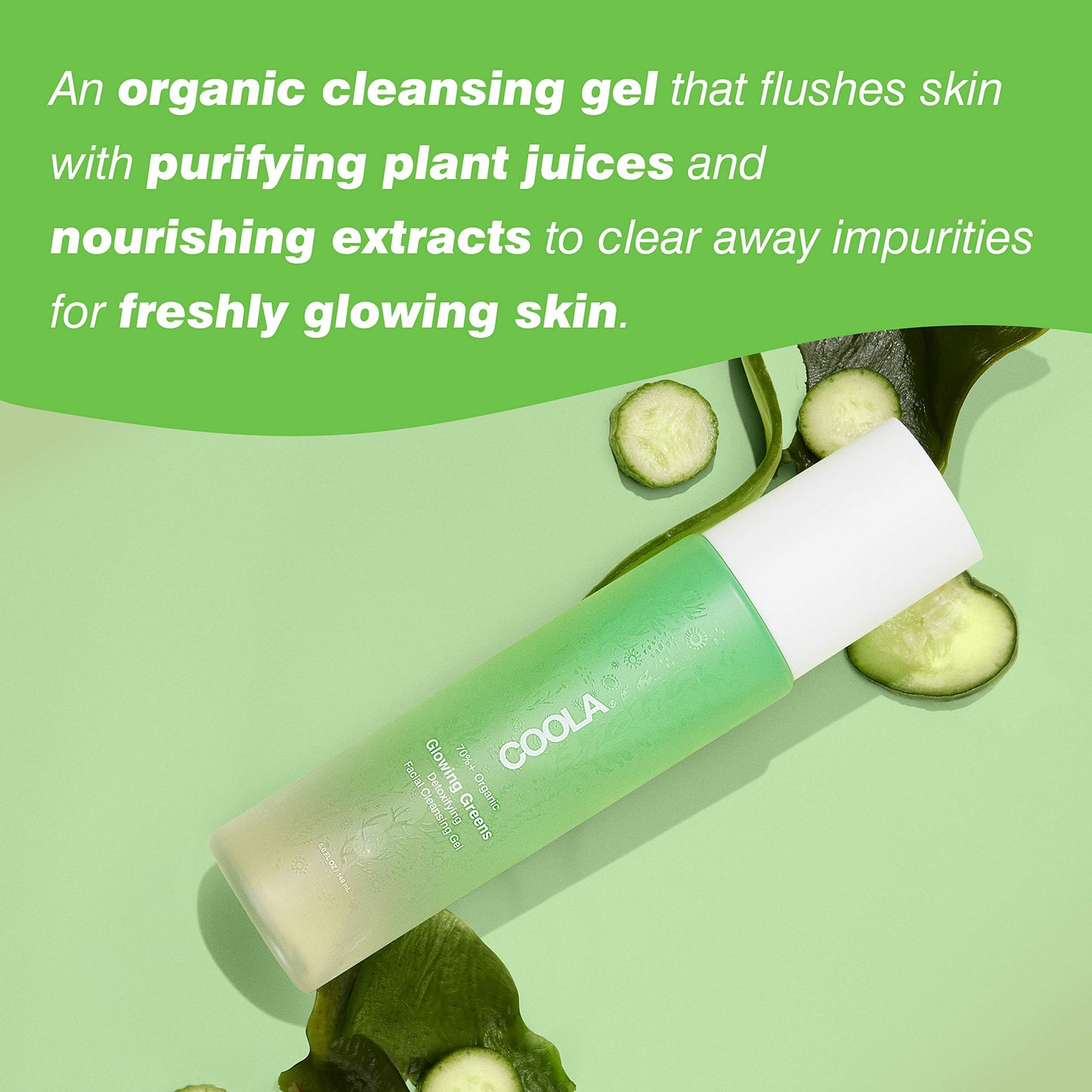 COOLA Organic Glowing Greens Facial Cleanser, Dermatologist Tested Skin Barrier Protection with Aloe Vera Juice, Vegan and Gluten Free, Travel Size, 1.7 Fl Oz (Pack of 1)