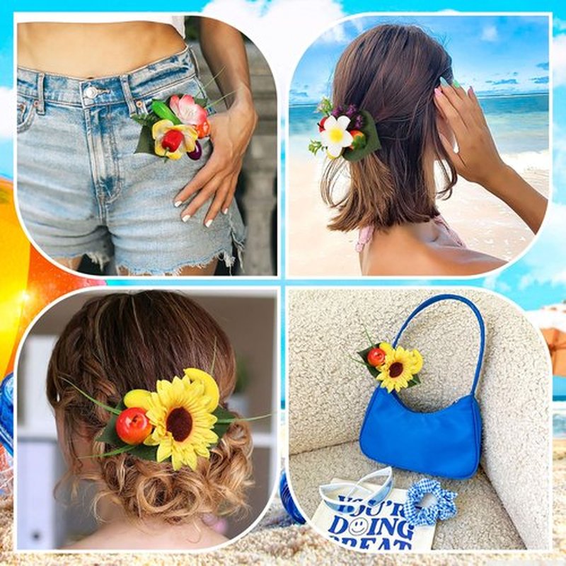 HAIMEIKANG Hawaiian Tropical Flower Hair Accessories - Large Artificial Flower Hair Clips, Pins, and Wedding Piece for Women