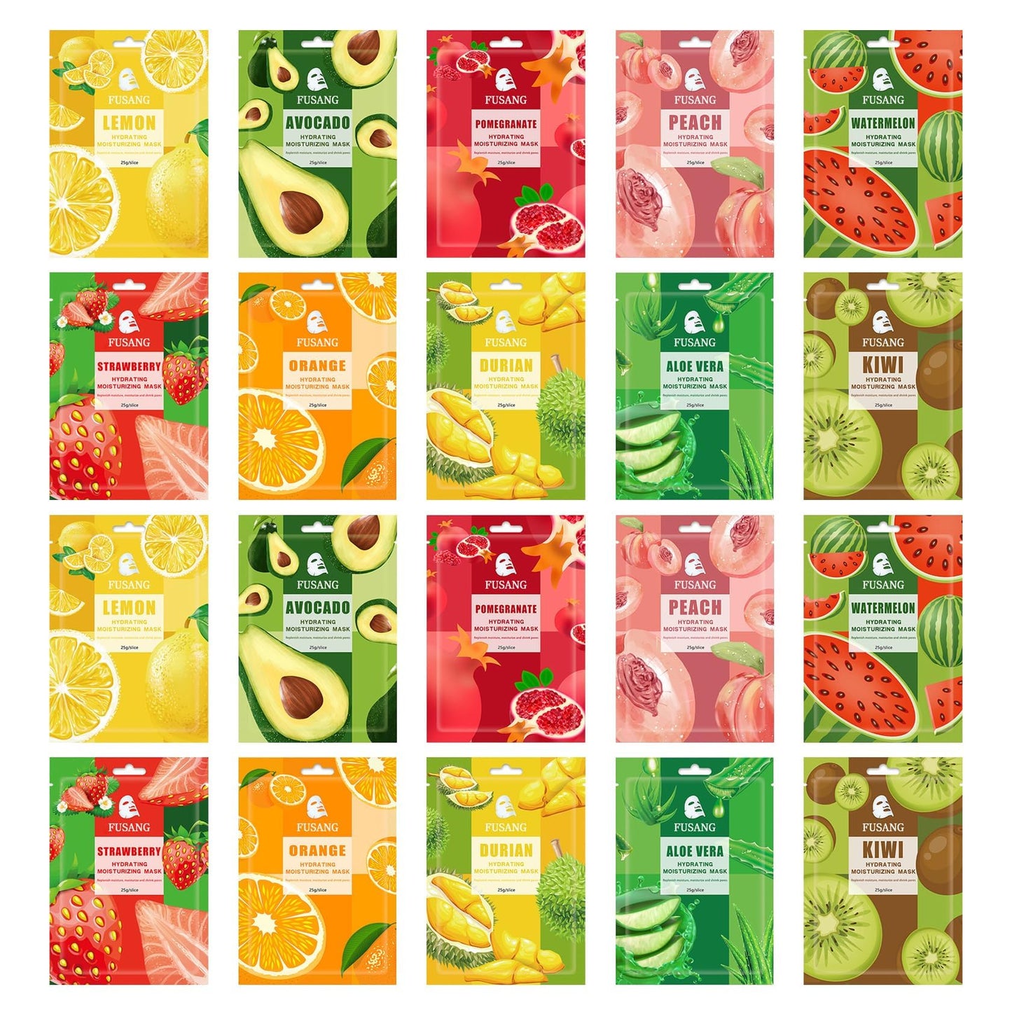 Fusang 20 Pcs Facial Sheet Mask,Hydrating Face Masks Skincare Gift Set,Moisturizing Soothing Facial Masks,Easy to Use & Nourishing Face Mask Skin Care Set