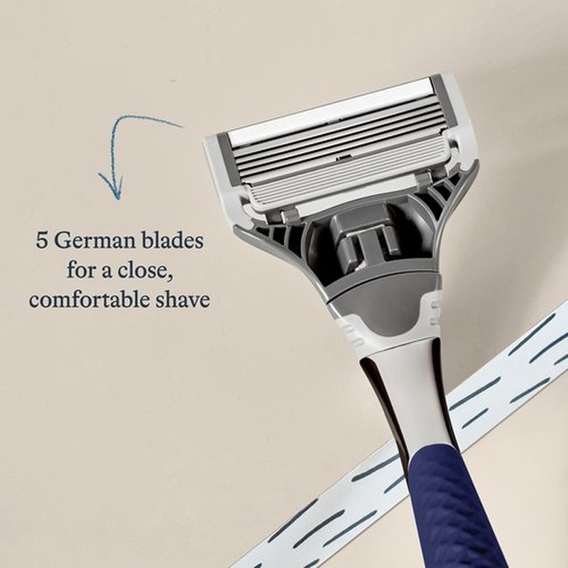 Harry's Razors for Men, 1 Handle (Chrome Edition) and 4 Razor Blade Refills with German Engineered 5-Blade Technology, 2 oz. Foaming Shave Gel, Travel Blade Cover- Holiday Gift for Men