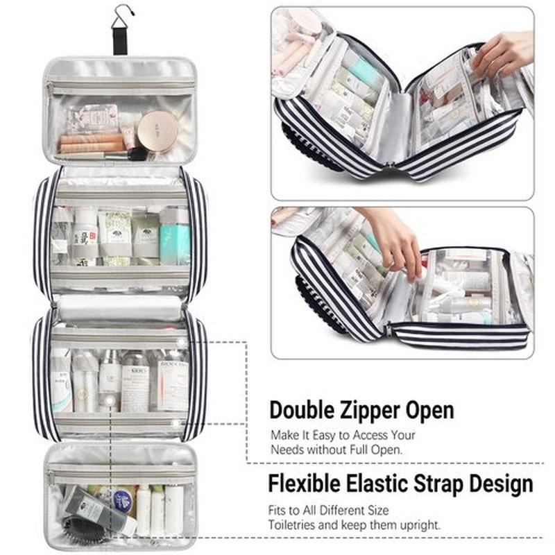 Toiletry Bag for Women Large Capacity Hanging Travel Toiletry Organizer for Traveling Women with 4 Compartments & 1 Hanging Hook Travel Comestic Makeup Bag for Full Size Toiletries