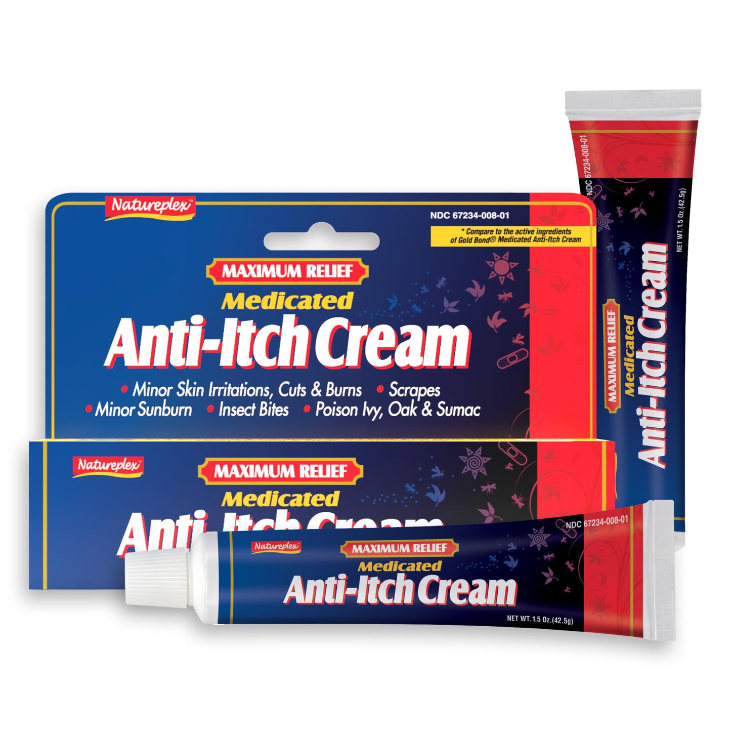 Natureplex Maximum Relief Medicated Anti-Itch Cream 1.5oz (2 Pack) – Fast Relief for Rashes, Bites, Sunburn, Cuts, Burns, Poison Ivy & More – Cooling Menthol & Pramoxine – Made in USA