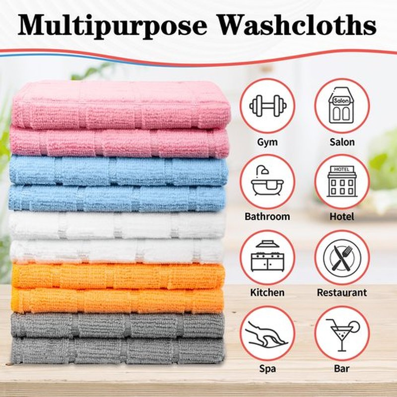 HOMERHYME Microfiber Washcloths, 50 Pack Face Towel, Soft Lint Free Quick Dry Fingertip Washcloth, Bulk Absorbent Multi-Purpose Wash Cloths for Bathroom, Kitchen, Salon, Gym, Hotel, Assorted