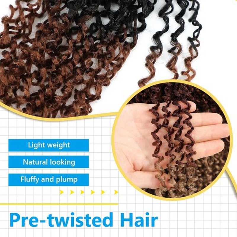 Passion Twsit Hair 12 Inch - 1B/30/27 Yankee Twist Crochet Hair 10Packs Passion Twist Braiding Hair Prelooped Mini Spring Twist Crochet Hair for Black Women(12 Inch,1B/30/27)