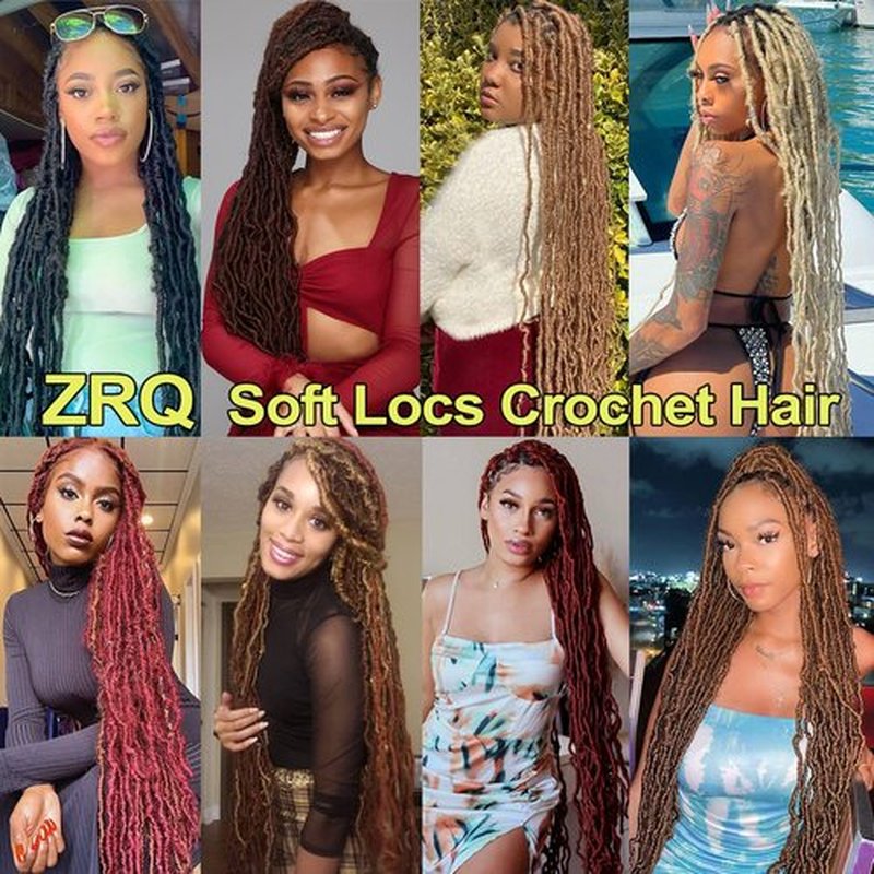 ZRQ 36 Inch Fuax Locs Crochet Hair, Pre-looped Black Soft Locs 5 Packs Goddess Locs Crochet Braids Curly Dreadlocks Extended Soft Loc Synthetic Hair Extension 1B#