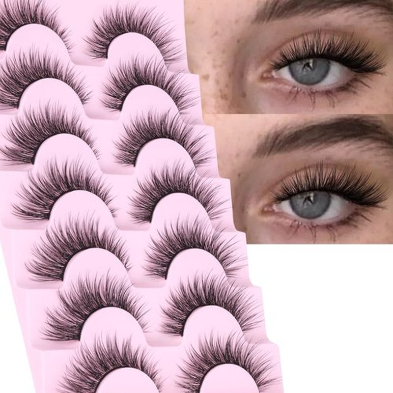 Lashes Wispy Natural False Eyelashes Mink Lashes 7 Pairs Cat Eye Lashes 3D Soft Lightweight Lashes Reusable Strip Lashes by EYDEVRO
