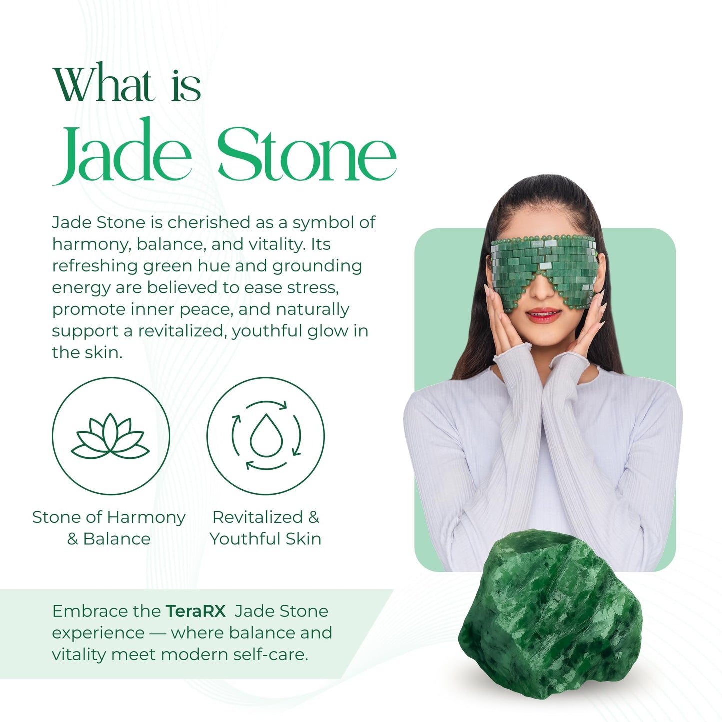 TeraRX® Jade Eye Mask for Facials – Authentic Jade Mask Beaded Facial Eye Covers with Adjustable Straps for Relaxation & Skincare – Natural Stone Relief for Puffiness, Dark Circles & Facial Tension