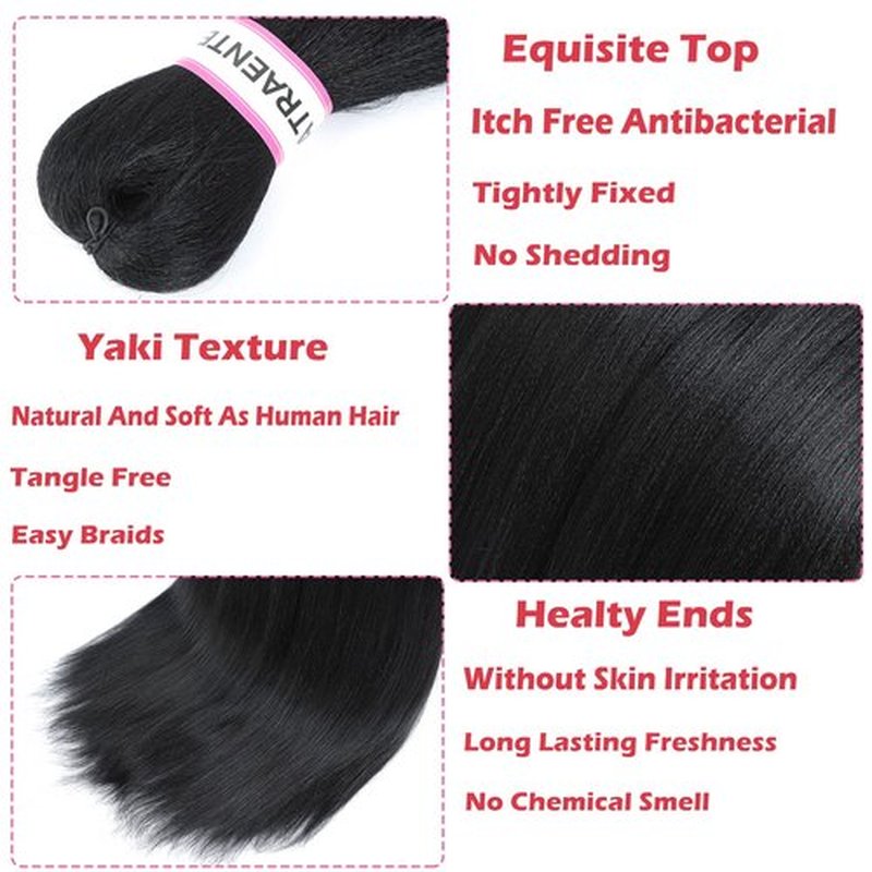Prestretched Braiding Hair 20 Inch 8 Packs Black Braiding Hair Pre Stretched For Women Knotless Box Braids Hair Extension Yaki Texture Hot Water Setting Variety Styles Braiding Hair