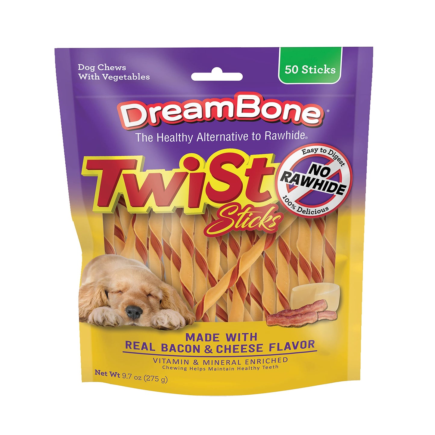 DreamBone Twist Sticks with Real Bacon and Cheese Flavor 50 Count, Rawhide-Free Chews for Dogs & SmartBones Smart Twist Sticks with Peanut Butter 50 Count
