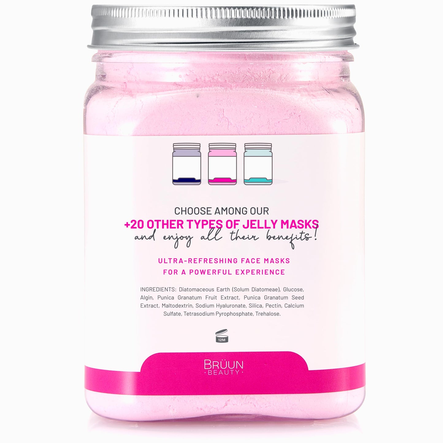 BRÜUN Peel-Off Pomegranate Jelly Mask for Face Care – A 23 fl oz Rubber Jar for 30 to 35 Treatments – A Skin Care Moisturizing Gel Mask of Spa Set for Men, Women and Adults