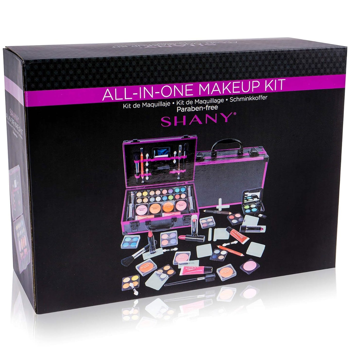 SHANY Carry All Make up Train Case with Pro Makeup Set, Beauty Brushes, Lipsticks, Eye Shadows, Blushes, Powders, and more - Reusable Cosmetics Storage Organizer - Premium Gift Packaging - Leopard
