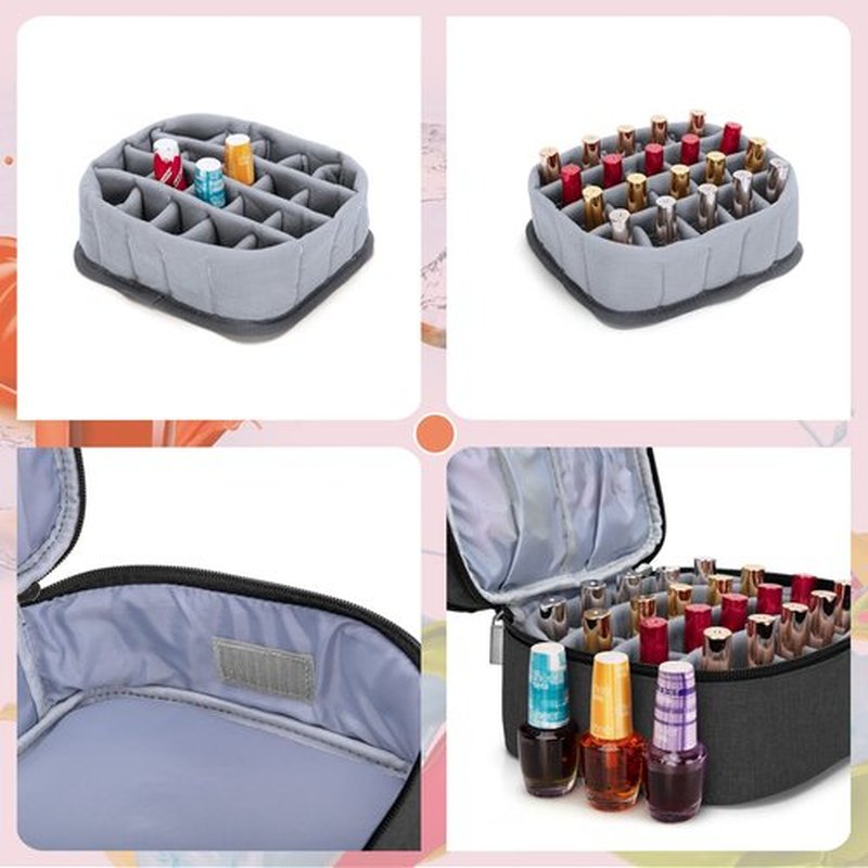 LUXJA Nail Polish Carrying Case - Holds 20 Bottles (15ml - 0.5 fl.oz), Double-layer Organizer for Nail Polish and Manicure Set, Black