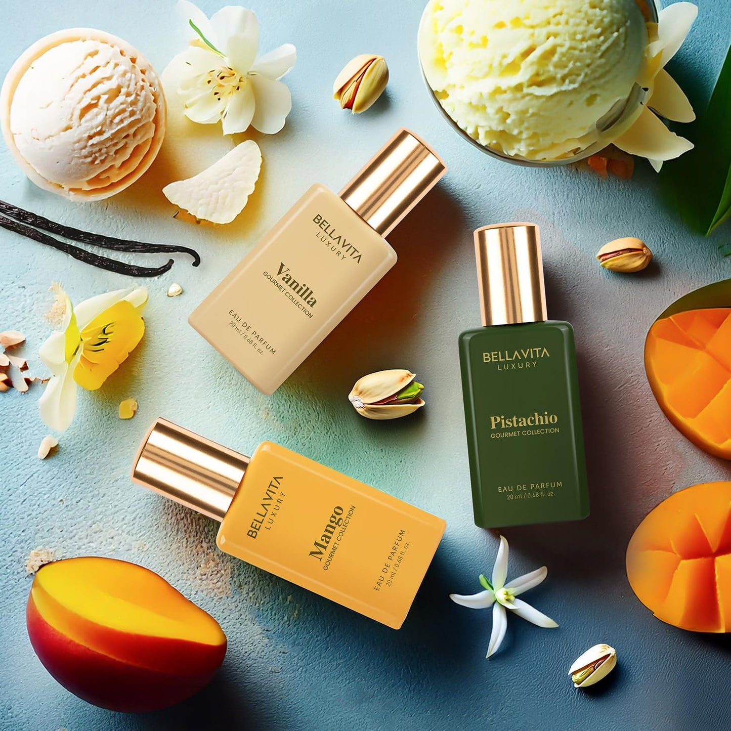 BellaVita Gourmet Perfume Gift Set | Vanilla, Mango & Pistachio