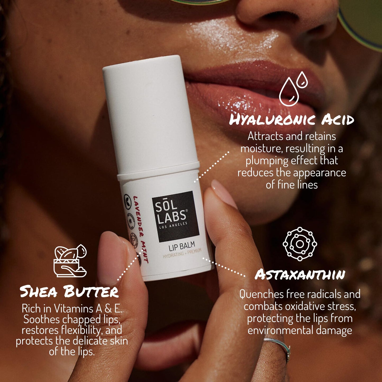 SOL LABS Mineral Lip Moisturizer SPF 15 - Hydrating Lavender Mint Lip Balm with Zinc Oxide - Non-Waxy, Reef-Safe Korean Formula - Shea Butter & Hyaluronic Acid - Oversized 11g