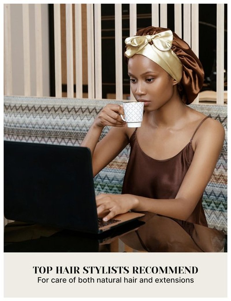 Mulberry Silk Bonnet for Sleeping Women with Curly Hair - Short Long Hair Bonnet for Sleeping - Alternative to Double Layer Satin Bonnet with Tie Band
