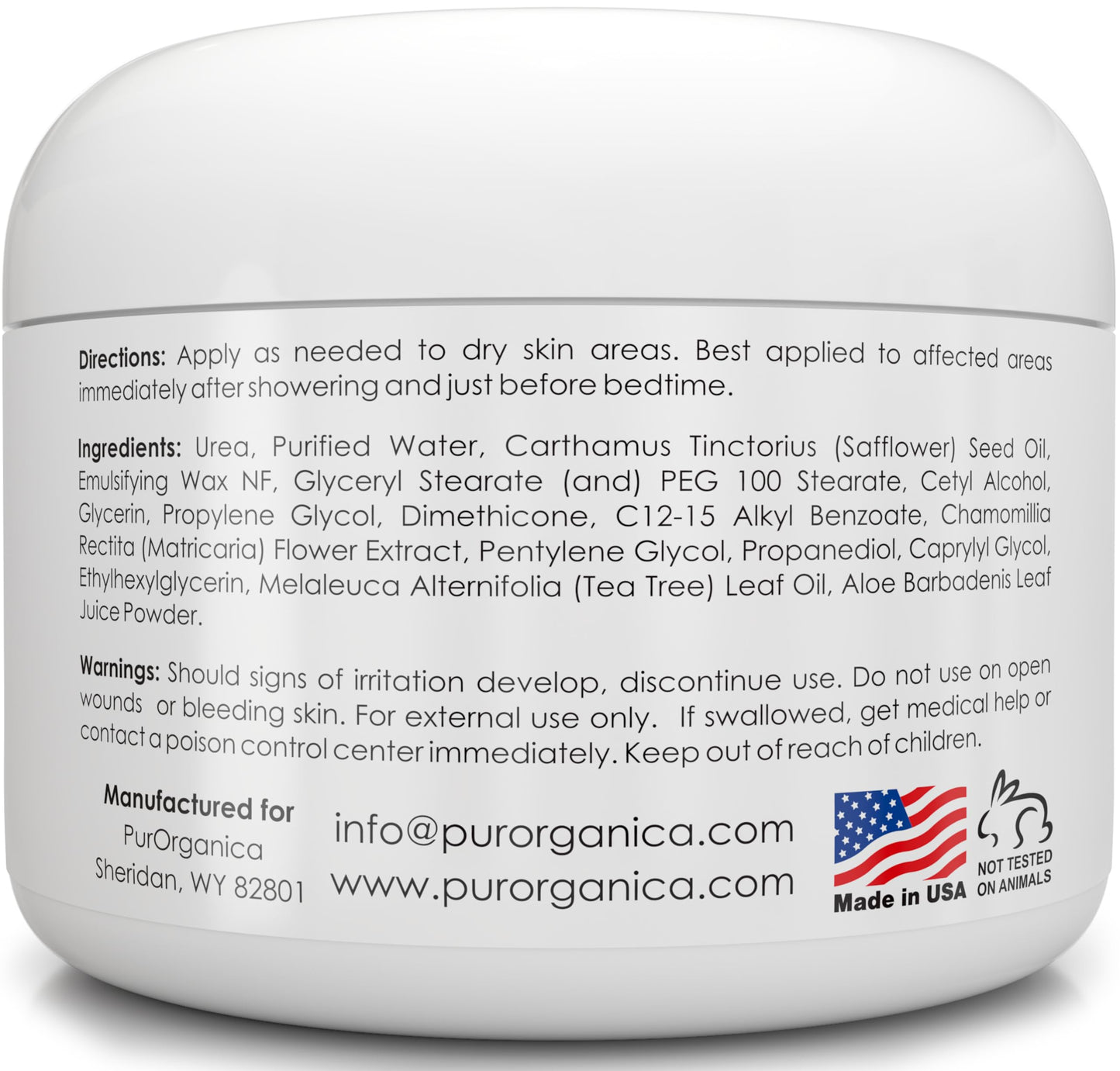 PurOrganica Urea 40% Foot Cream – Made in USA, Dermatologist Tested, Intensive Repair for Dry, Cracked Heels, Corns, Calluses & Rough Feet, Professional Strength Exfoliating & Moisturizing Cream