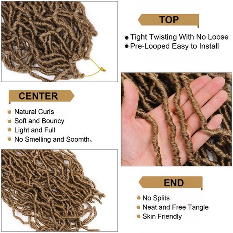 16 Inches Faux Locs Crochet Hair 7 PCS Soft Locs Crochet Hair Goddess Locs Hair Extensions Dark Blonde