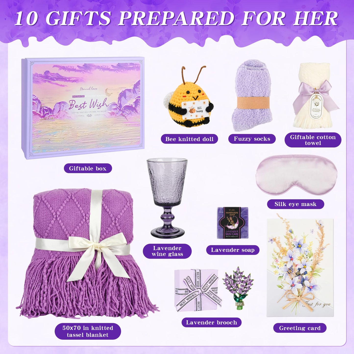 Kovtesiu Birthday Gifts for Women, Idea Lavender purple gifts for Mom Her Best Friends Sister, Lavender Christmas for Her