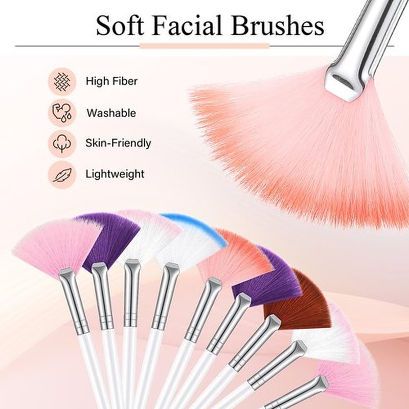 Maitys 9 Pieces Facial Brushes Fan Mask Brushes, Soft Facial Applicator Brushes Tools for Peel Glycolic Mask Makeup for Mud Cream (Multicolor)