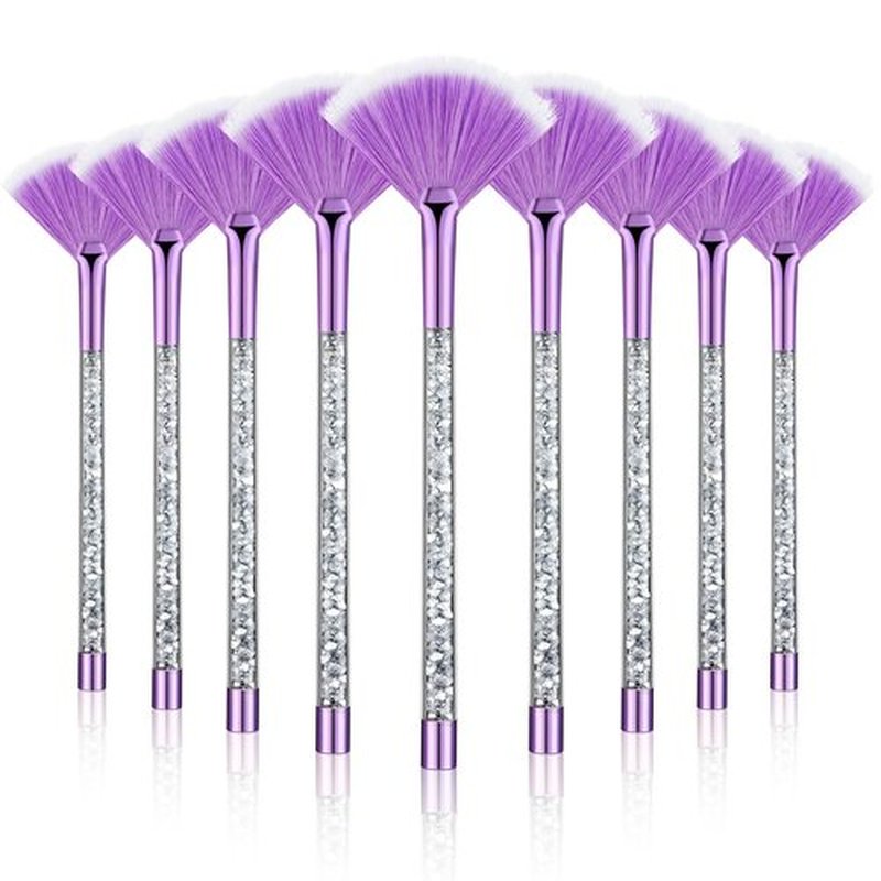 Maitys 9 Pieces Facial Brushes Fan Mask Brushes, Soft Facial Applicator Brushes Tools for Peel Glycolic Mask Makeup for Mud Cream (Purple, Silver)