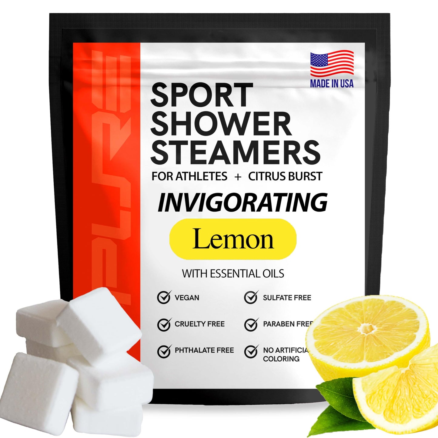Sport Shower Steamers - USA Made with Natural Lemon Essential Oil, Aromatherapy, Stress and Sinus Relief, Muscle Recovery for Athletes, Best Birthday Presents and Summer Gifts for Runners