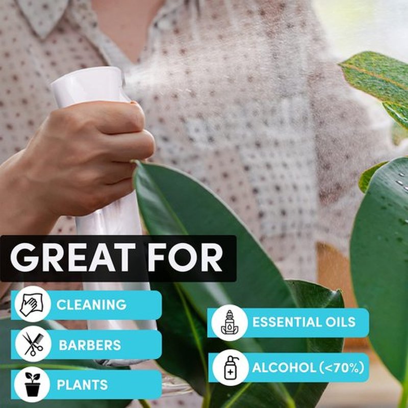 Hula Home Spray Bottle for Hair (10.1oz/300ml) - Powered by Flairosol® Spray Technology - Continuous Ultra Fine Mist Sprayer – For Hairstyling, Cleaning, Salons, Plants, Essential Oil & More - White
