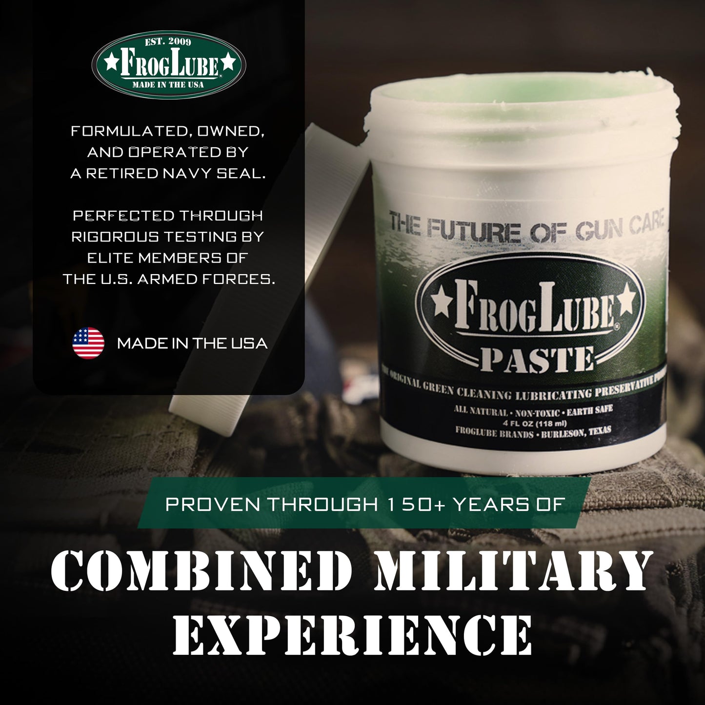FrogLube Paste - Gun Grease - Gun Lubricant - Metal Absorbing Gun Oil Lubricating Paste - Non-Toxic Gun Lube - Owned & Developed by Retired Navy Seal (4oz)