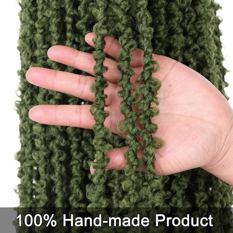 ZRQ Butterfly Locs Crochet Hair 30 Inch 6 Packs Green Distressed Faux Locs Crochet Braids, Pre looped Handmade Butterfly Faux Locs for Women(6Packs,Green#)