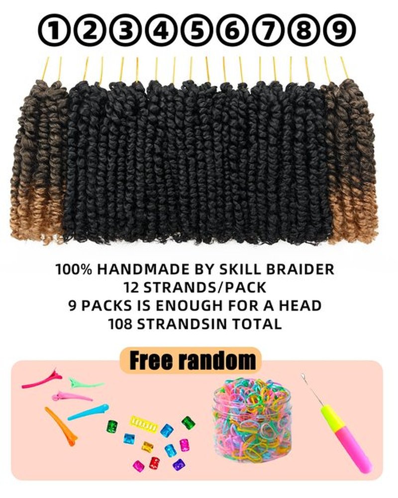 6 Inches 9 Packs Passion Twist Crochet Hair-Mixed Color Combo Pack(7 packs 1B+2 packs T1B/27),Pre-twisted Pre Looped Soft & Bouncy Synthetic Braided Hair For Black Women and Kids(6"-9 Packs,1B+T27)