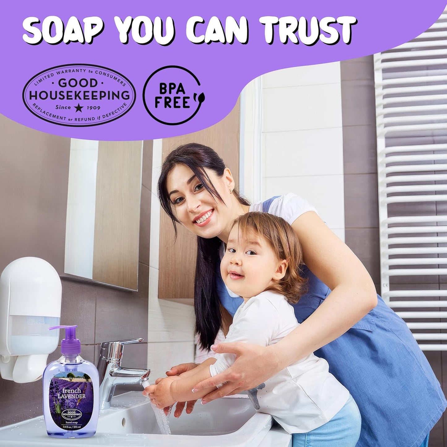 Premium Hand Soap - French Lavender Scent | 7.9 oz Bottle + 59 oz Refill - Multiple Scents Available
