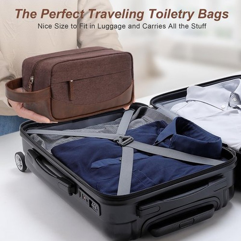 Ezday Travel Toiletry Bag for Men, Hanging Toiletry Organizer, Water Resistant Shaving Kit with Large Capacity for Travel Accessories (Coffee Brown)