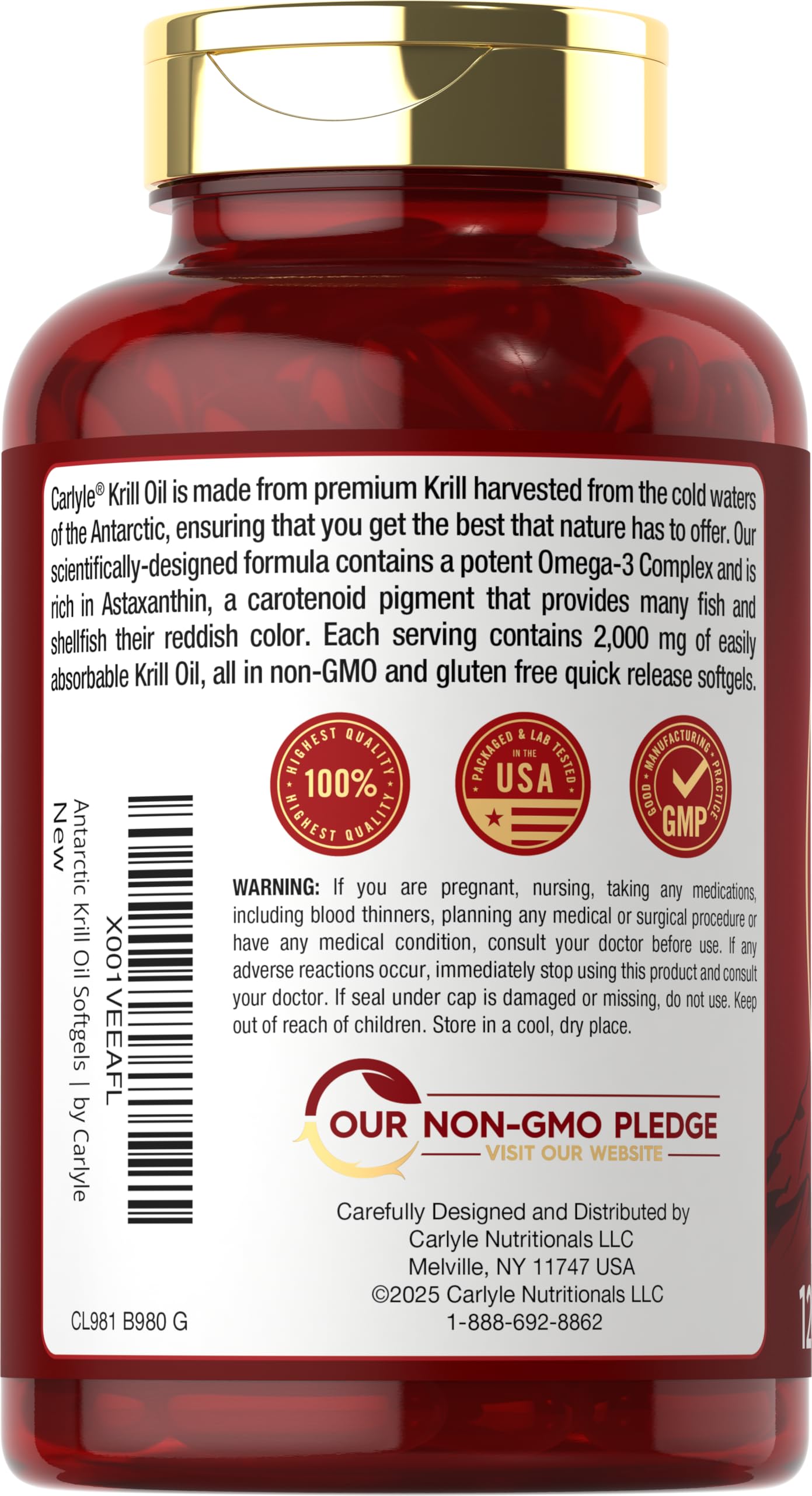 Carlyle Antarctic Krill Oil 2000mg | 120 Softgels | Maximum Strength