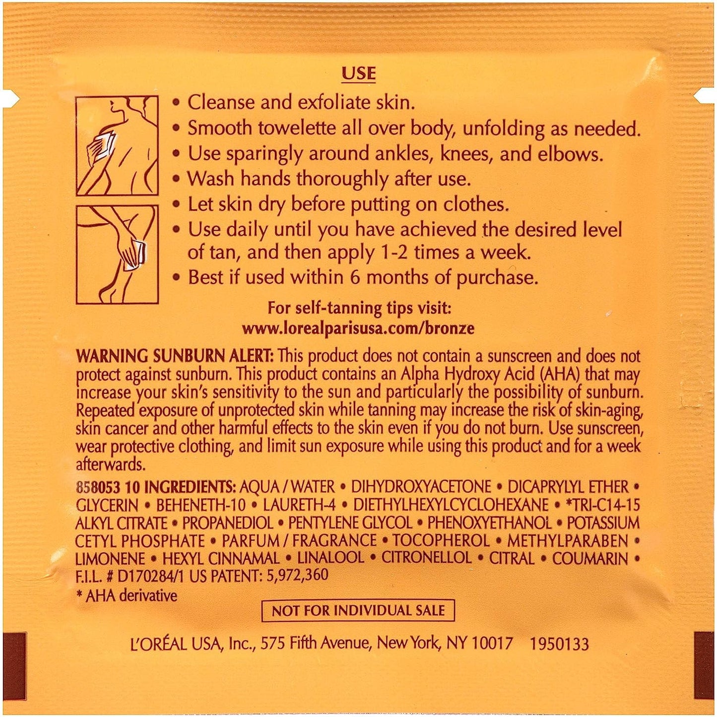 Loreal Paris Sublime Bronze self tanning Towelettes for body (3 Pack)