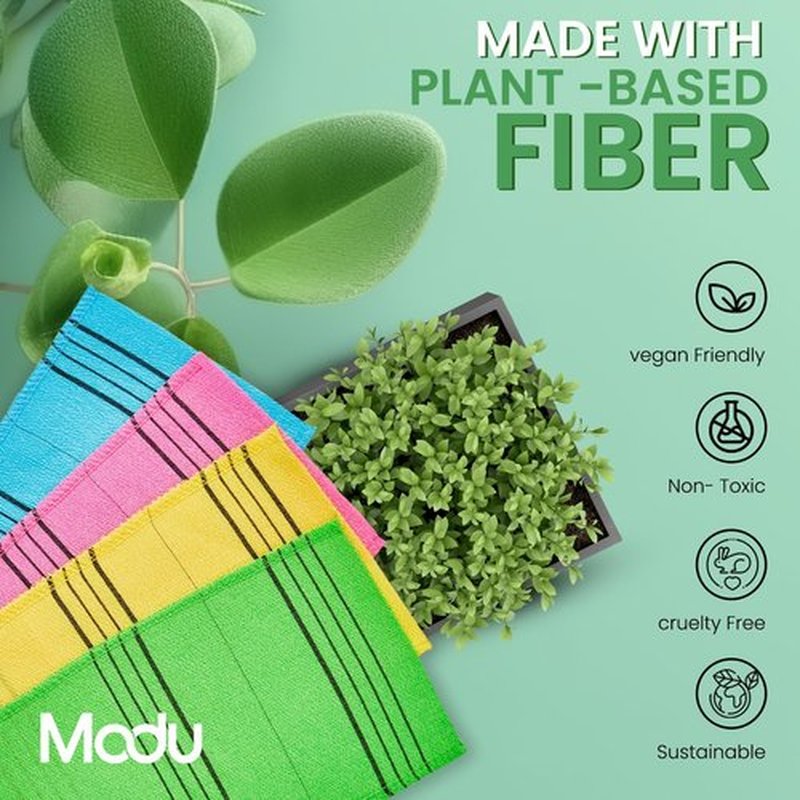 Modu 6 Pcs Korean Exfoliating Mitt Bath Washcloth 6.7 x 5.5 in - Asian Italy Towel (Small 6 Pcs Green)