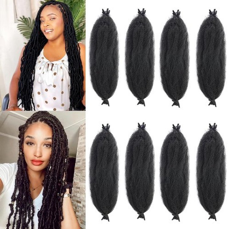 Marley Twist Braiding Hair, Pre-Separated Springy Afro Twist Hair Kinky Twist Crochet Hair Braids for Distressed Soft Locs Spring Twist Hair for Women (Natural Black, 16 Inch(Pack of 8))