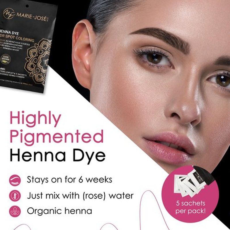 Marie-José & Co Henna Dye Set - Professional Grade Henna Tint for Spot Coloring - Good for 50 Applications (Dark Brown)