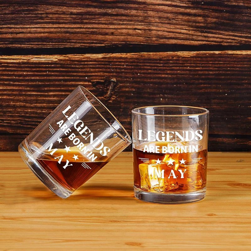 Legends Are Born In May Whiskey Glass - 10 Oz Birthday Gift for Men | Perfect for 40th, 50th, 60th Celebrations