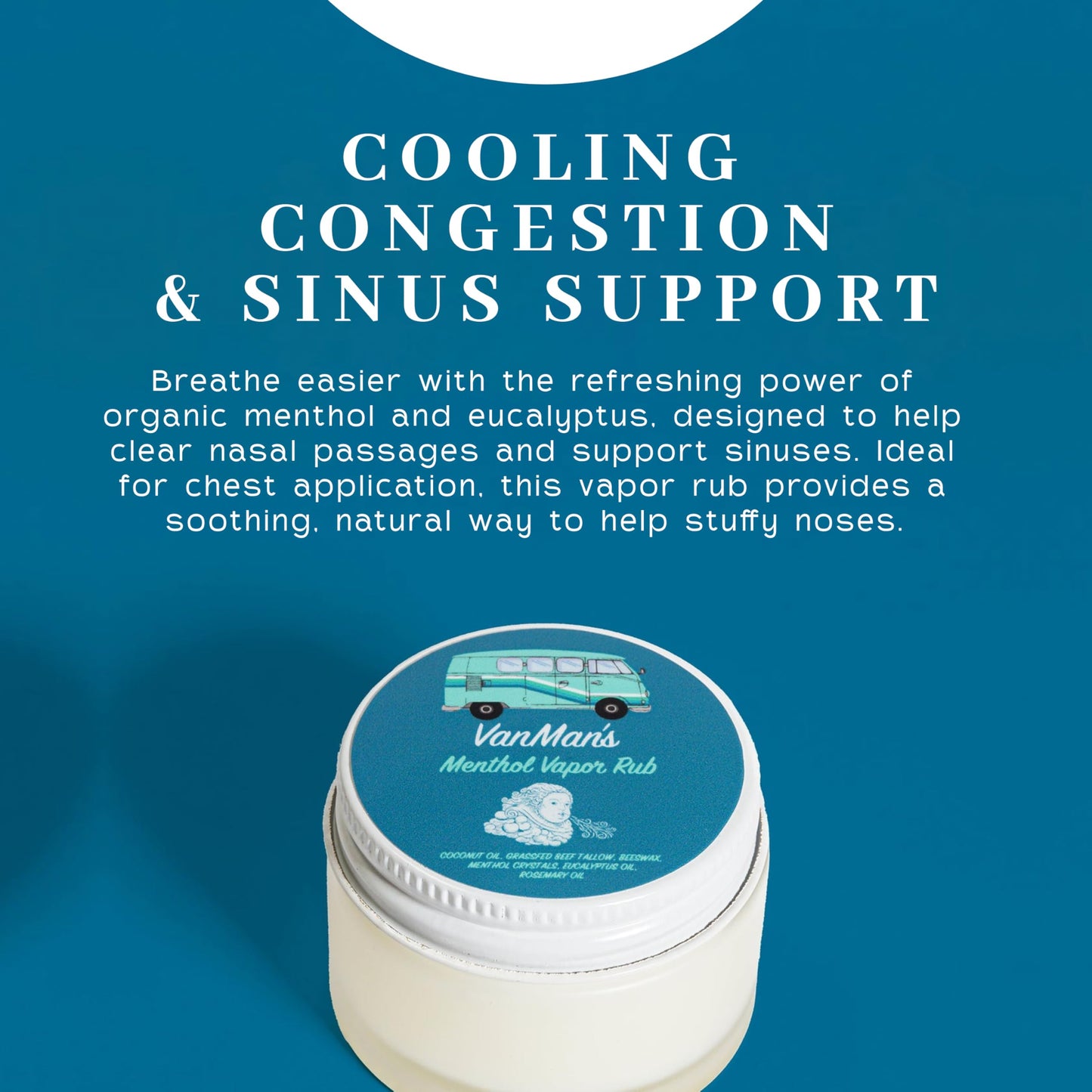 VanMan Menthol Vapor Rub – Soothing Eucalyptus & Menthol Balm for Muscle & Congestion Support – Chest Rub & Natural Ointment for Sinus Comfort, Petroleum-Free - 1 oz