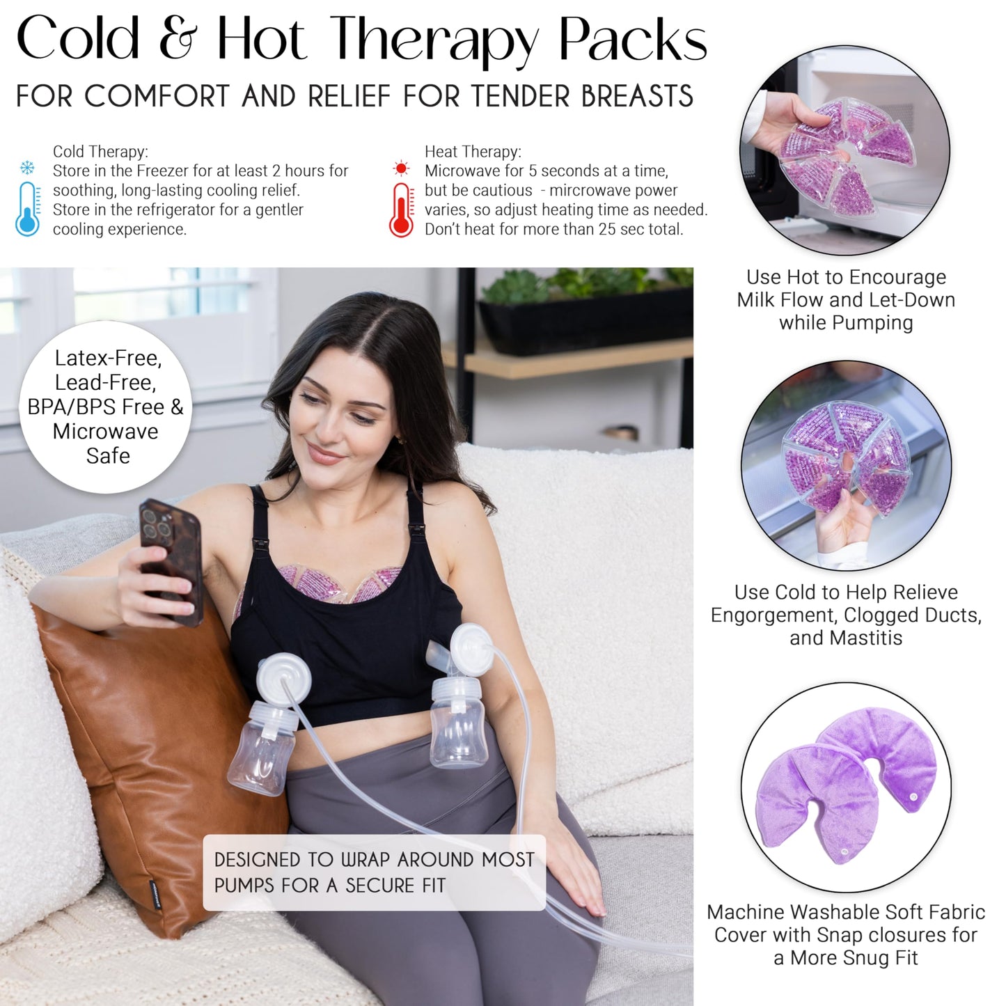 Sweet Jojo Designs Breastfeeding Postpartum Essentials 12pc Set (incl. Breast Milk Collector, Nipple Pads, Nursing Cover, Maternity Pajamas, Hot and Cold Breast Therapy Packs) Idea
