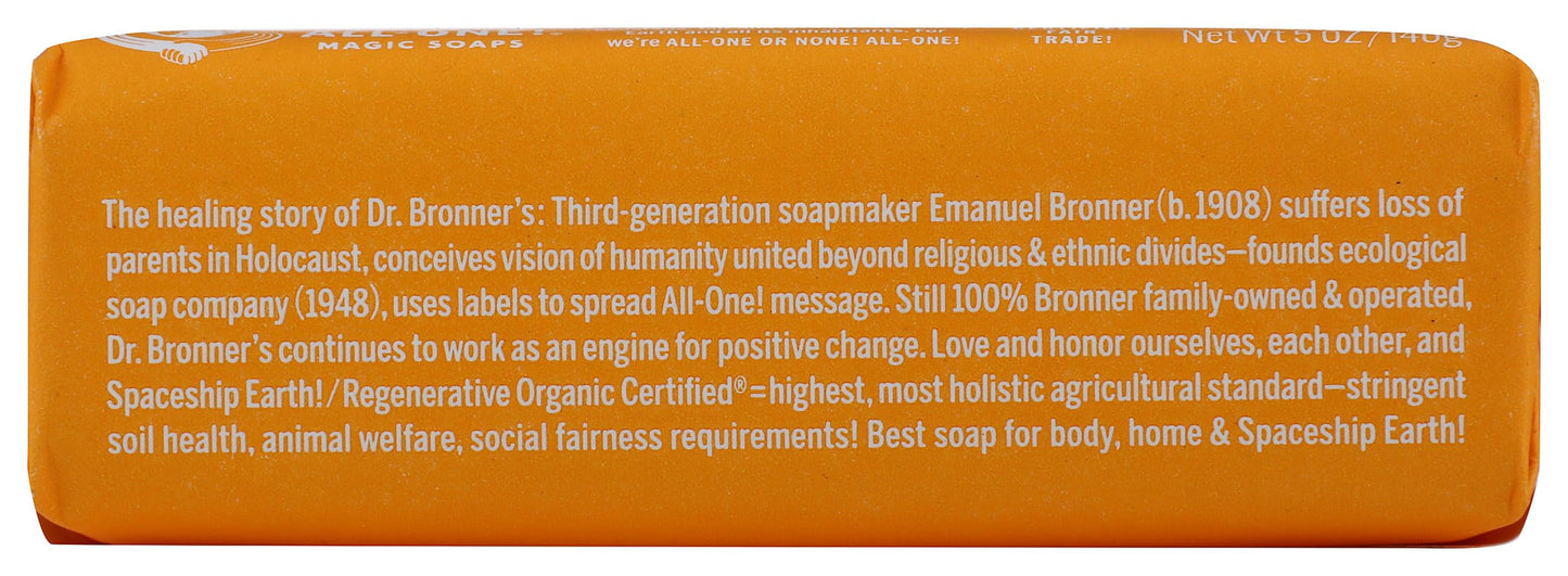 Dr. Bronner's OBCT05 All-One Hemp Citrus Orange Pure-Castile Bar Soap, 5-ounces