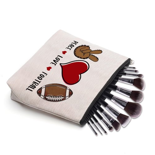 CEASQVAA Football Gifts Makeup Cosmetic Bag for Women, Football Coach Gifts, Football Team Gifts for Football Lovers Players Fans Birthday Gifts for Her Women