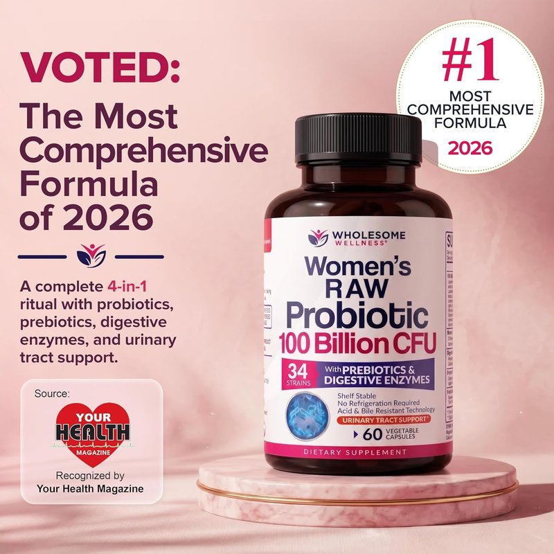 Dr. Formulated Raw Probiotics for Women - 100 Billion CFUs Capsules with Prebiotics & Digestive Enzymes | Shelf-Stable Supplement