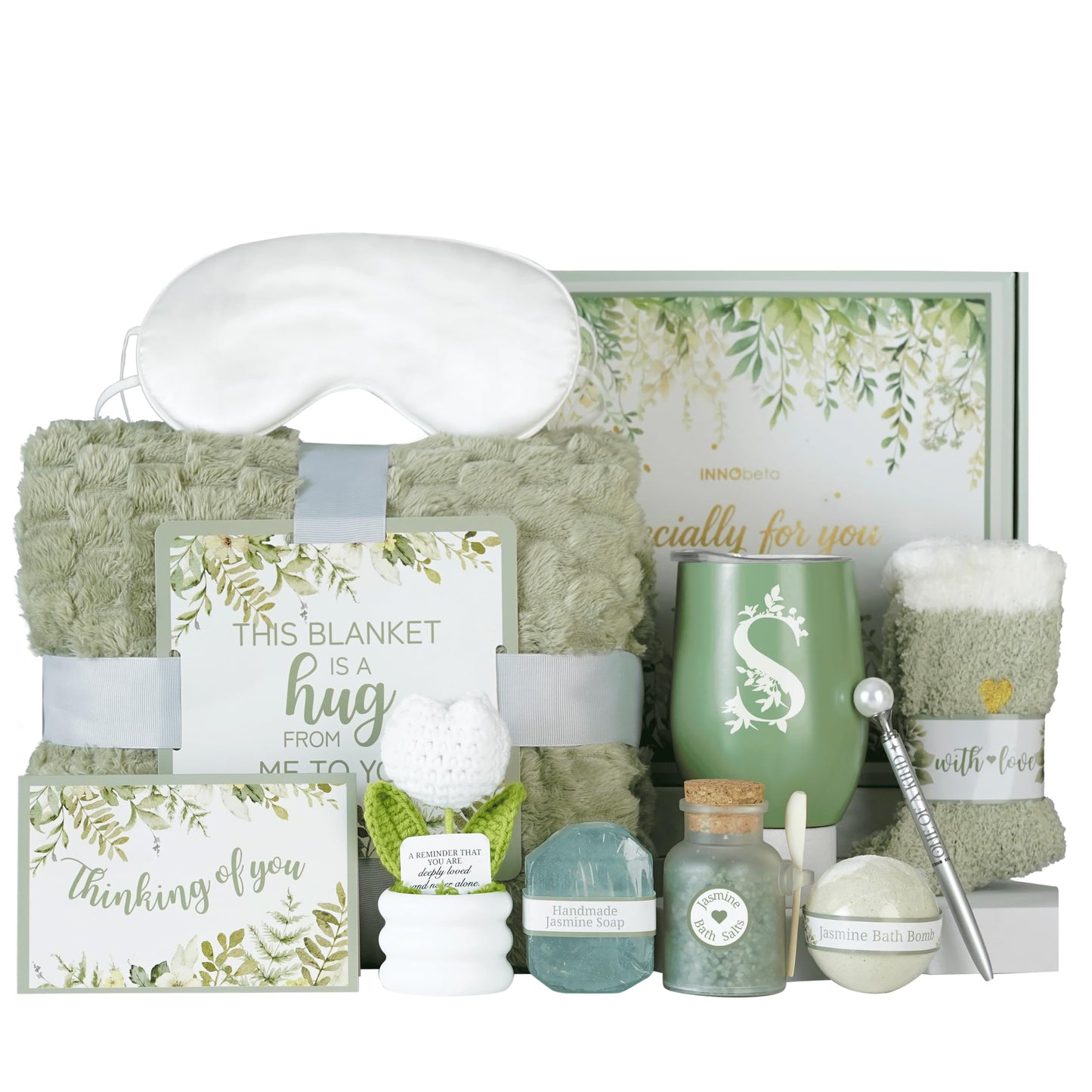 InnoBeta Personalized Gift Baskets for Women who Have Everything, Unique Gifts for Her on Birthdays, Christmas, Useful Self Care Package, S