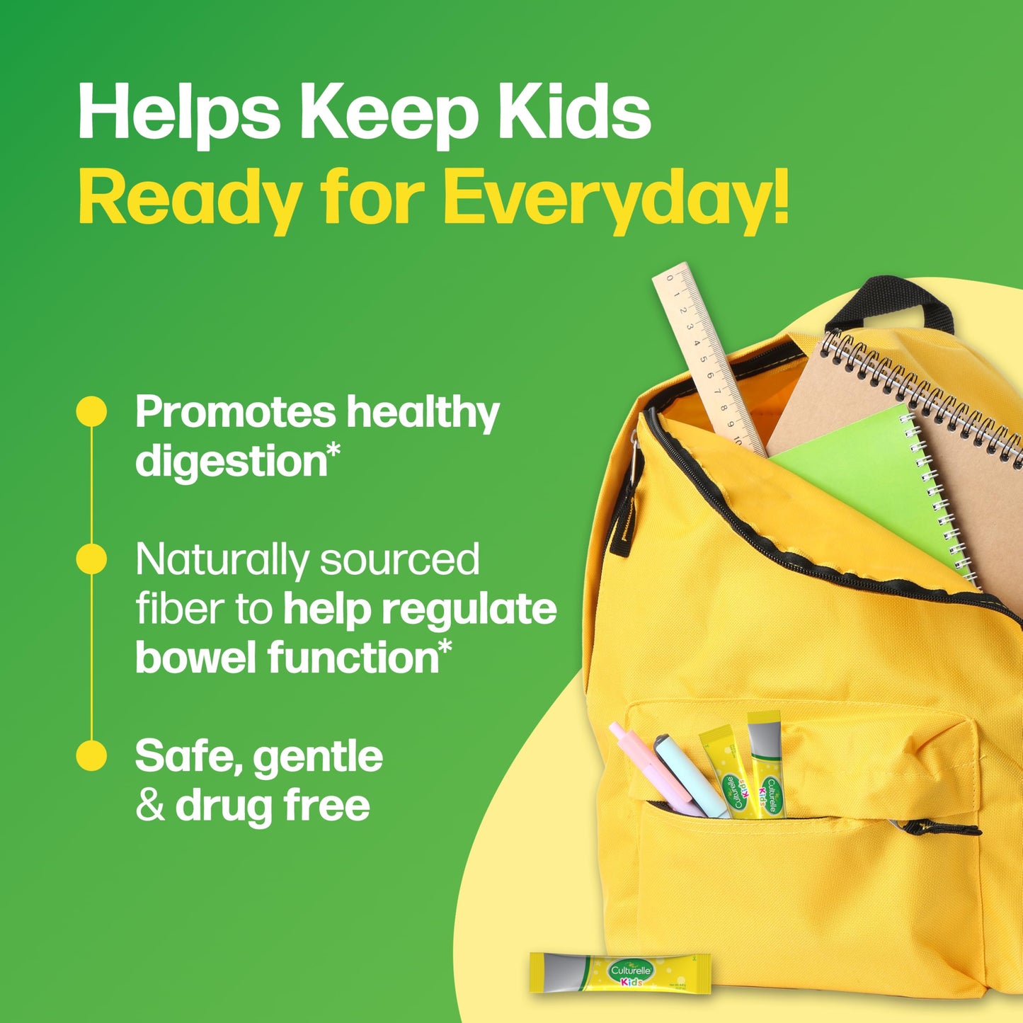 Culturelle Kids Probiotic + Fiber Packets (Ages 3+) - 24 Count - Digestive Health & Immune Support - Helps Restore Regularity (Packaging may vary)