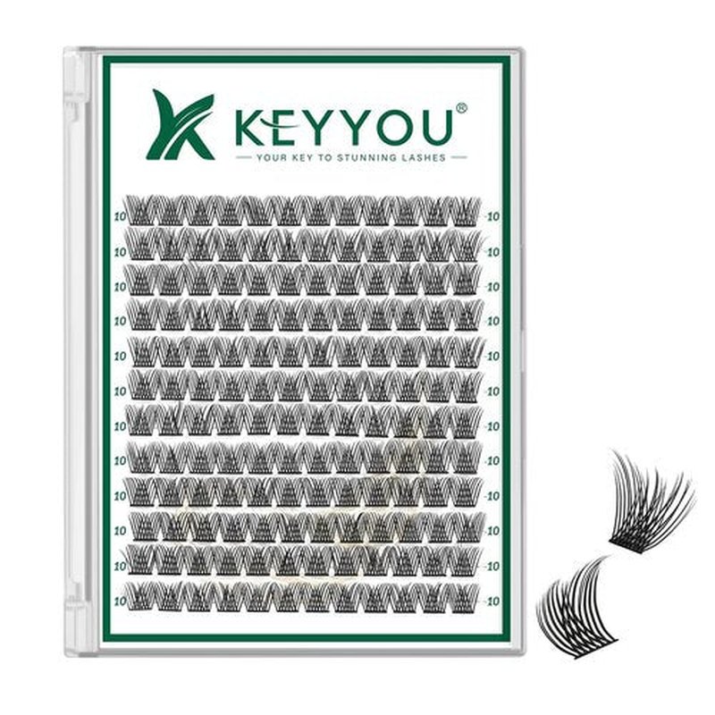 Lash Clusters 144pcs Individual Lashes D Curl 10mm Eyelash Clusters KEYYOU Air Touch Cluster Lashes Super Lightweight Soft Wispy Comfortable Easy DIY at Home(Air04-D-10mm)