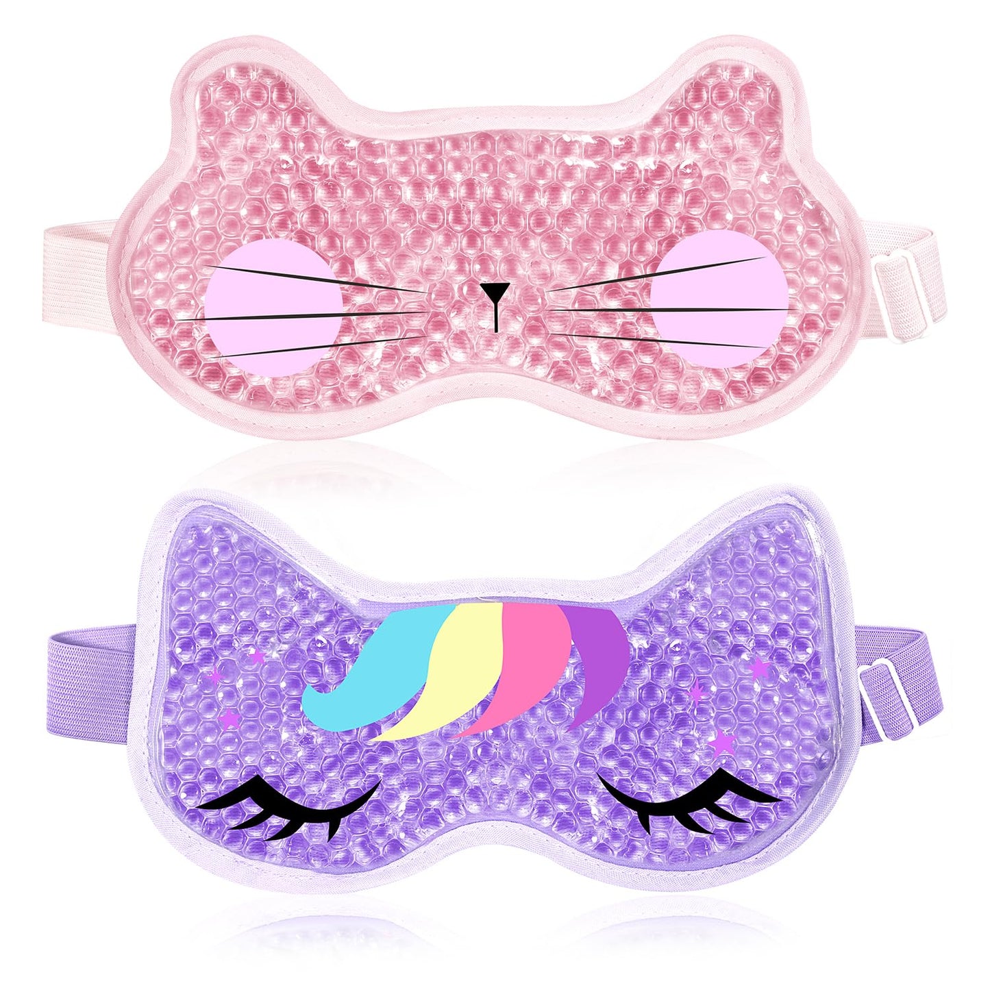 CONBELLA 2PCS Cooling Eye Mask Gel Eye Mask, Reusable Hot Cold Therapy Cold Eye Mask for Post Surgery, Puffiness, Dark Circles, Eye Bags, Dry Eyes,color:Pink Purple，number_of_items:2