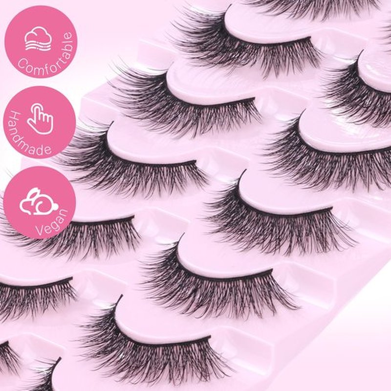 Lashes Wispy Natural False Eyelashes Mink Lashes 7 Pairs Cat Eye Lashes 3D Soft Lightweight Lashes Reusable Strip Lashes by EYDEVRO